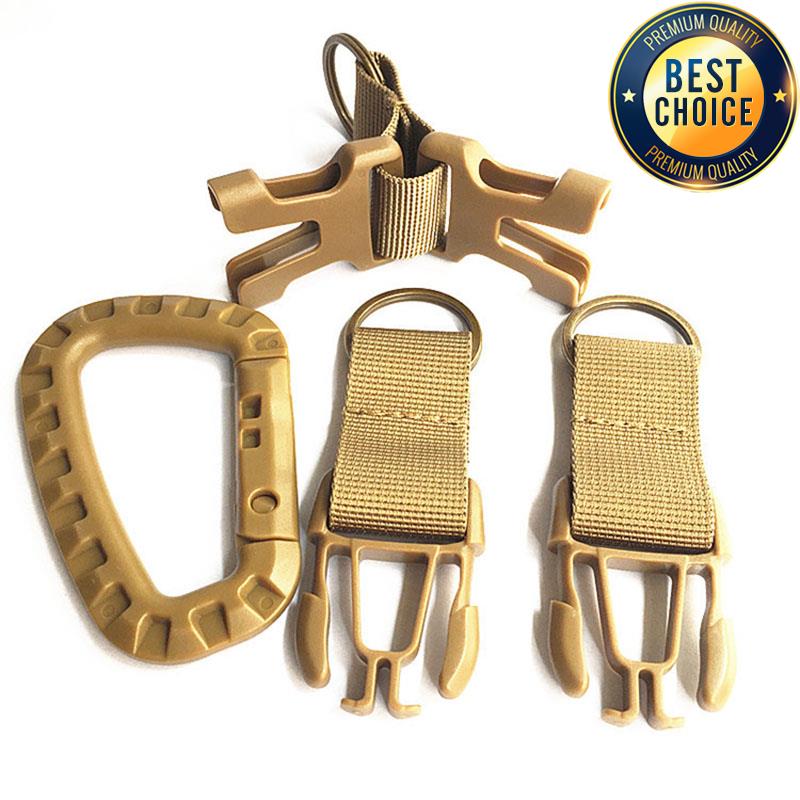 Tactical Key Ring Holder Gear Keychain Clip Nylon Webbing Quick Release Buckle Molle Bag Attachments Metal Carabiners Keychain