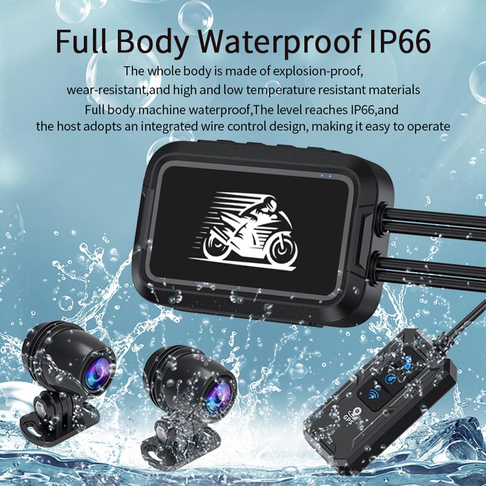 Motorbike Video Camera 150 Degree View Angle Dual 1080P Front Rear View Dash Cam WiFi GPS Motorcycle Camera Moto Recorder Box