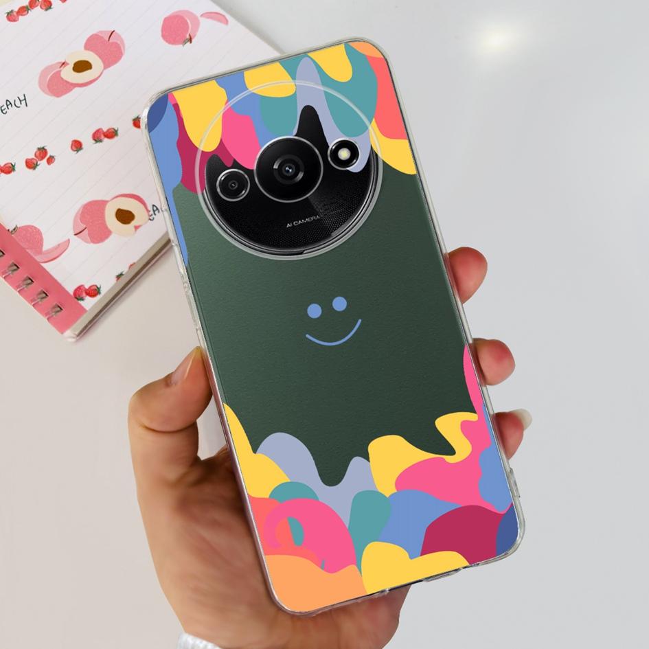 For Funda Xiaomi Redmi A3 Case 2024 Fashion Flower Transparent Silicone Soft TPU Phone Case For Xiomi Redmi A3 RedmiA3 4G Covers