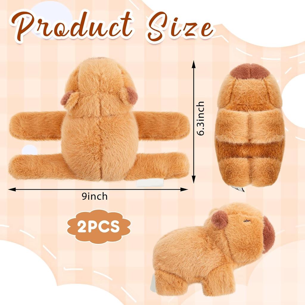2 Pcs Animal Slap Bracelets Stuffed Animal Capybara Huggers Slap Bracelets 8.5'' Capybara Plush Toy Wrist Stuffed Animal Slap Band for Kids Birthday