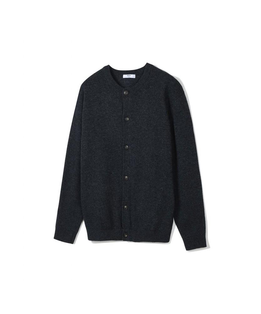 Notig Wool Blend Round Button Cardigan Gray_Okw2Swcd201G1