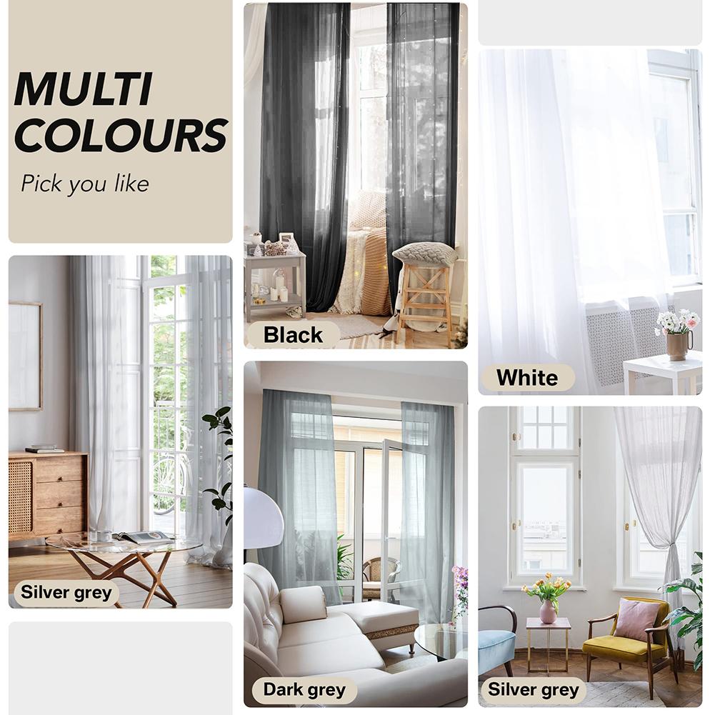 1 Panel Shading Solid White Sheer Curtains for Living Room Decoration Window Curtains for Kitchen Modern Tulle Voile Organza Curtains