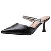 2025 summer new lady sandals women's summer bag head two wear thin heels pointed high heels rhinestone slippers outside