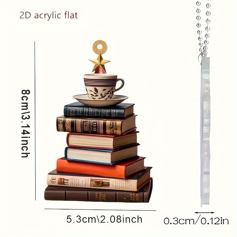 5 Piece Acrylic Book Inspired 2D Pendant Creative Christmas Tree Car Mirror Pendant Bag Keychain Christmas Acrylic Decorations