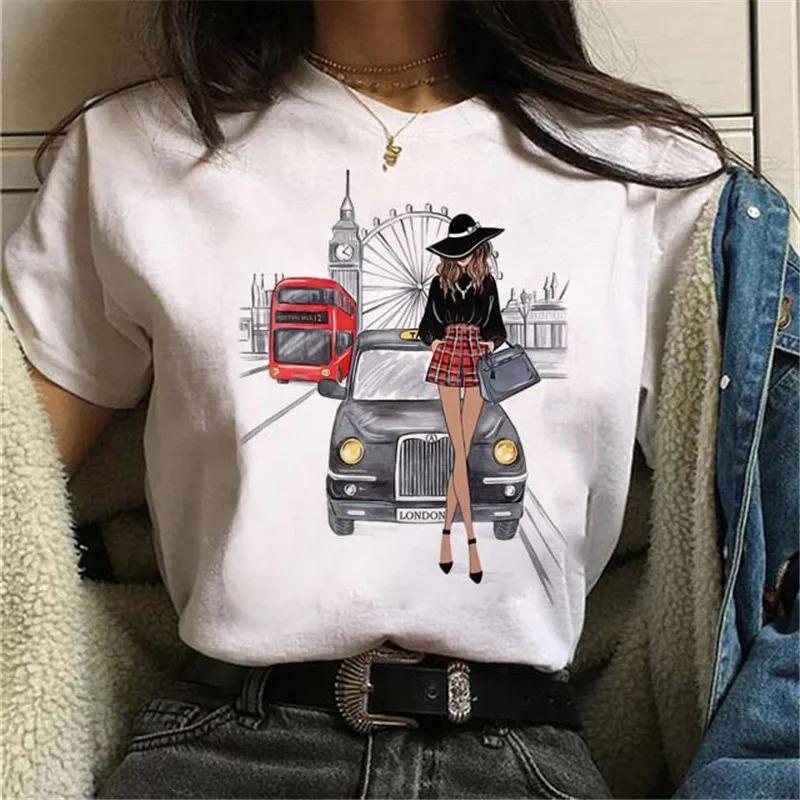 

Women Casual Short Sleeves Tshirt Harajuku Sexy Women Print T Shirt Fashion Korean Trendy White Tops FeUnisex Tshirts S