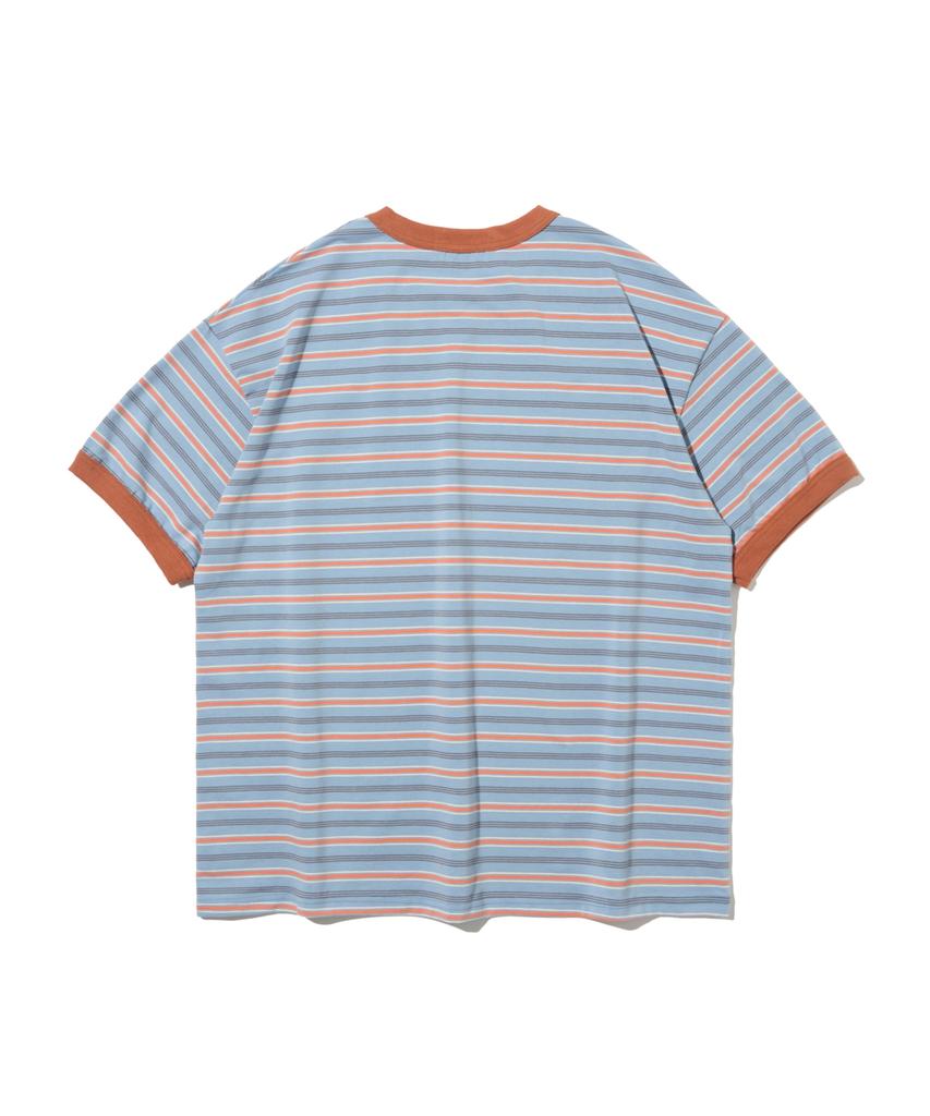 TAILOR STUDIO Authentic Soft Logo Stripe T-Shirt (Blue/Orange)