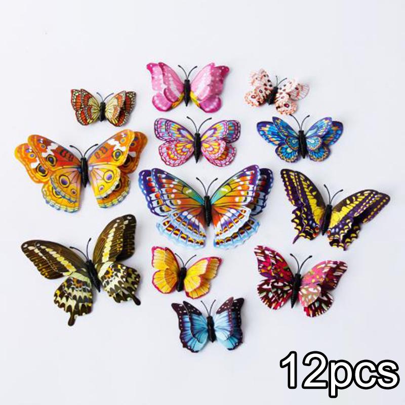 Butterfly Wall Stickers Office Living Room 12pcs Mirror Set Background