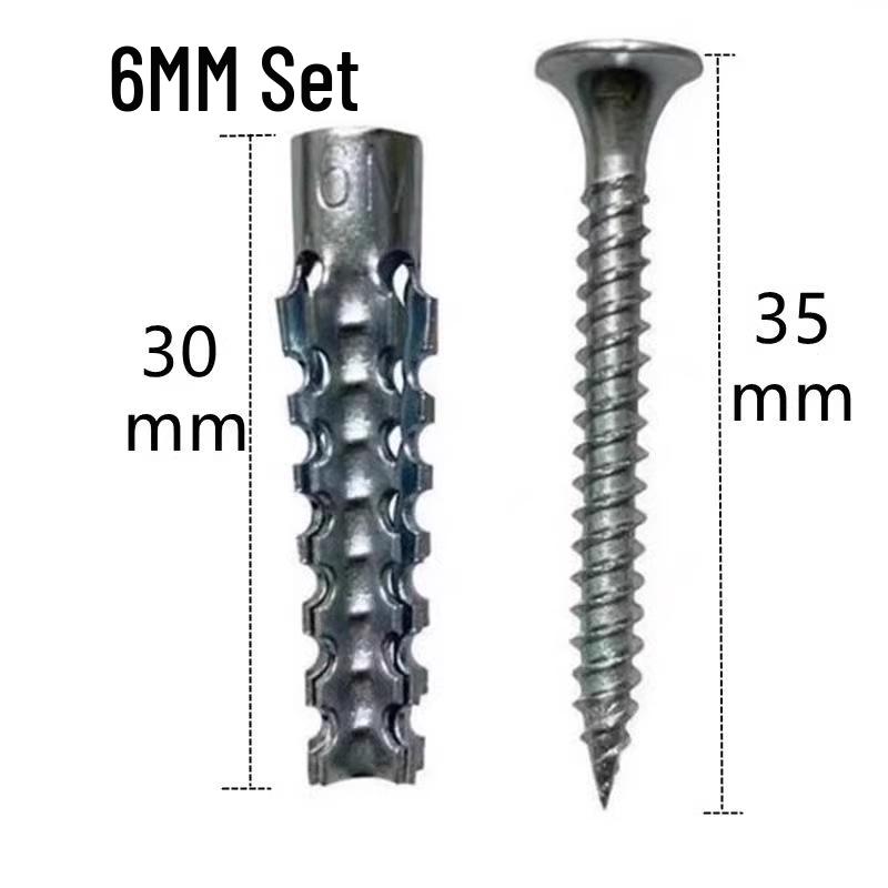 Eisen Gerändelte Metallexpansionsschrauben, 6MM & 8MM, Lockerungssichere Zementwandnägel