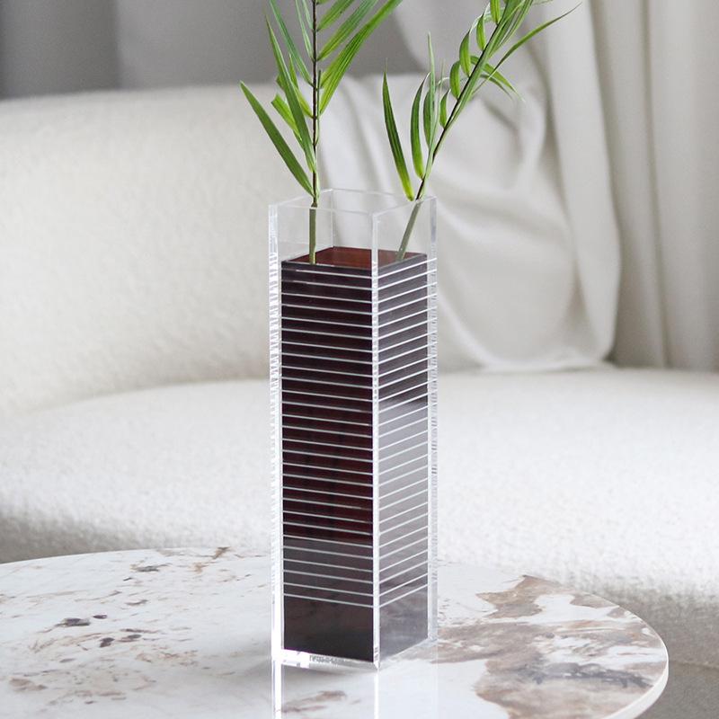 

Украшения для модельной комнаты, высококачественные квадратные полосатые акриловые цветы, офис продаж, бар в гостиной, вазы, мягкие украшения