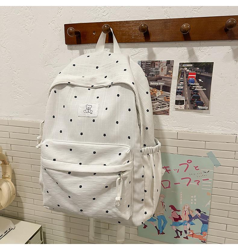 Schoolbag Small Fresh Casual Schoolbag Simple and Versatile Polka Dot Printed Backpack Female Junior High School College Student Travel Backpack Tide