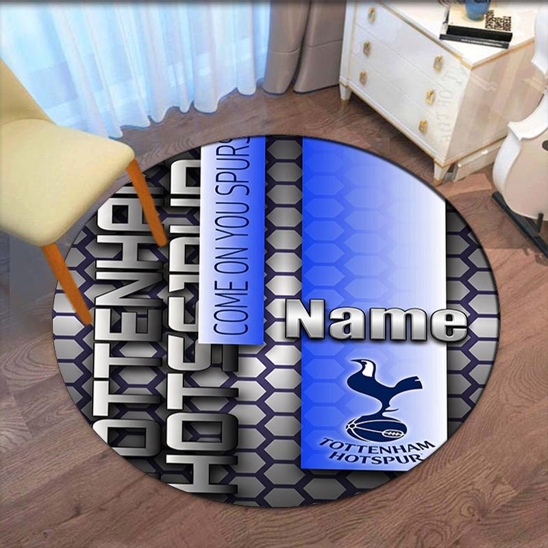 Custom Name Tottenham Hotspur Printed Round Rug Carpet Chair Rug Area Rug Entryway Doormats,for Office Chair Living Room Bedroom Kitchen Room.