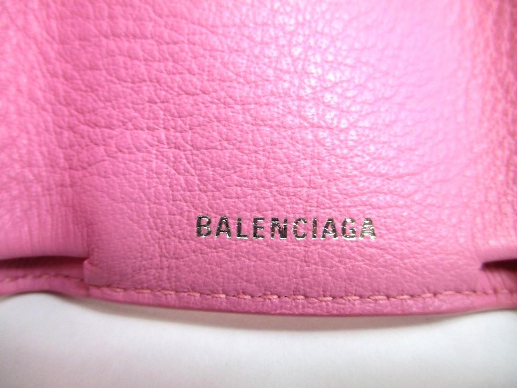 Authentic BALENCIAGA Pink Leather Trifold Mini Wallet Compact Wallet #b126  Open box