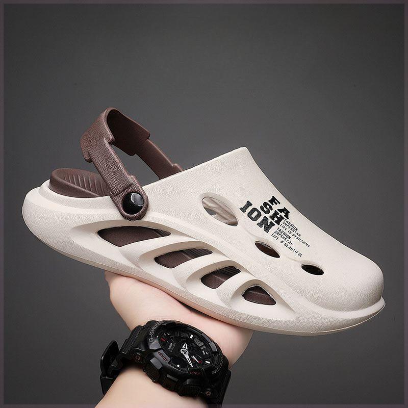 

Мужские сандалии, летние, новые, уличные сандалии, мягкие, на толстой подошве, тапочки для пар 44-45 бежевый