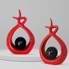 Ceramic Spiral Design Statue Home Decoration (Pack of 1, RED & Black)