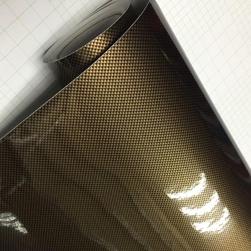 10/20/30/40/50/58X152CM Gold square 2D Car Sticker Carbon Fiber Film DIY Vinyl Film Auto Wrapping Waterproof PVC Covering Film