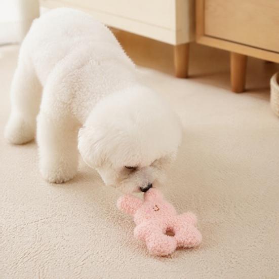 Squeaky Plush Toys for Small Dogs Stuffed Animal Dog Chew Toy, Bear Bunny Crinkle Interactive Boredom Relief Accessories Snuffle Toy with Center Hole