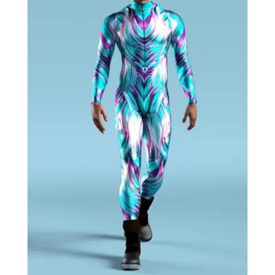 Men Women CyberPunk Muscle Jumpsuit 3D Colored Drawing Cosplay Bodysuit Steampunk Costume Halloween Party Shows Zentai Suit