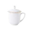 Gold-Edged Bone China Teacup with Lid - Elegant Porcelain Office & Household Ceramic Mug