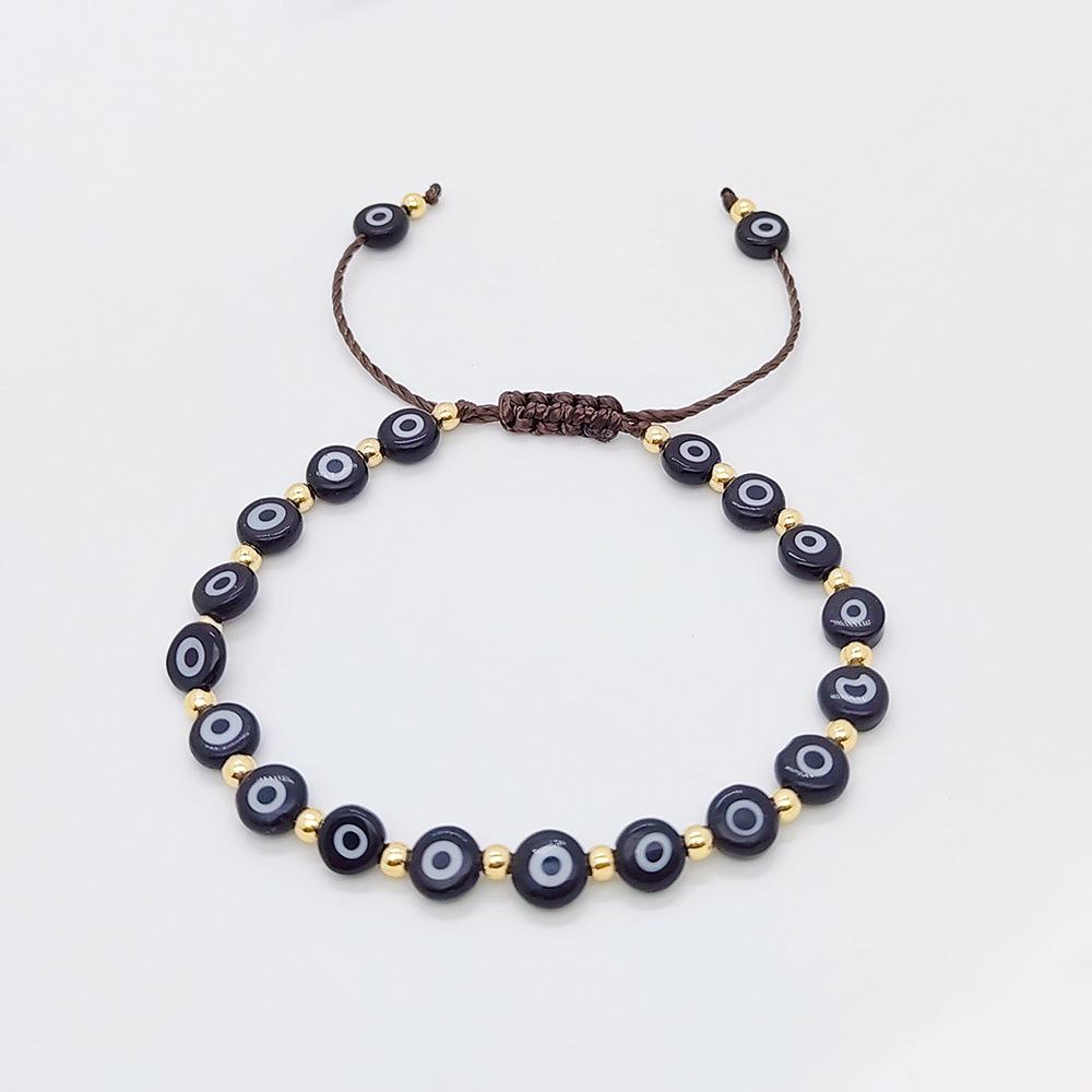 18K Gold-Plated Evil Eye Copper Bead Bracelet