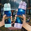 1PC Venice Night River City View Print 750ml Color Plastic Sports Water Bottle Leakproof Flip Straw Lid Suitable for Sports Office Home Use