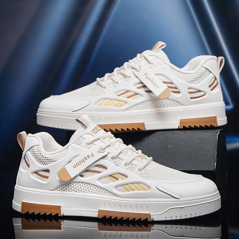 Fashion Men's Breathable Summer Thin Mesh Sports Shoes Slip-On round Toe PVC Bottom Casual Shoes PU Insole Comfortable All-Match Sneaker