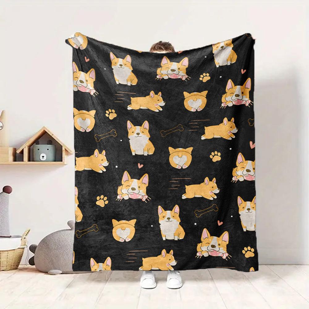 Corgi Love Flannel Blanket Throw Blanket Soft Warm Sofa Bed Camping Car Home Decor Unique Christmas Gift C9302639