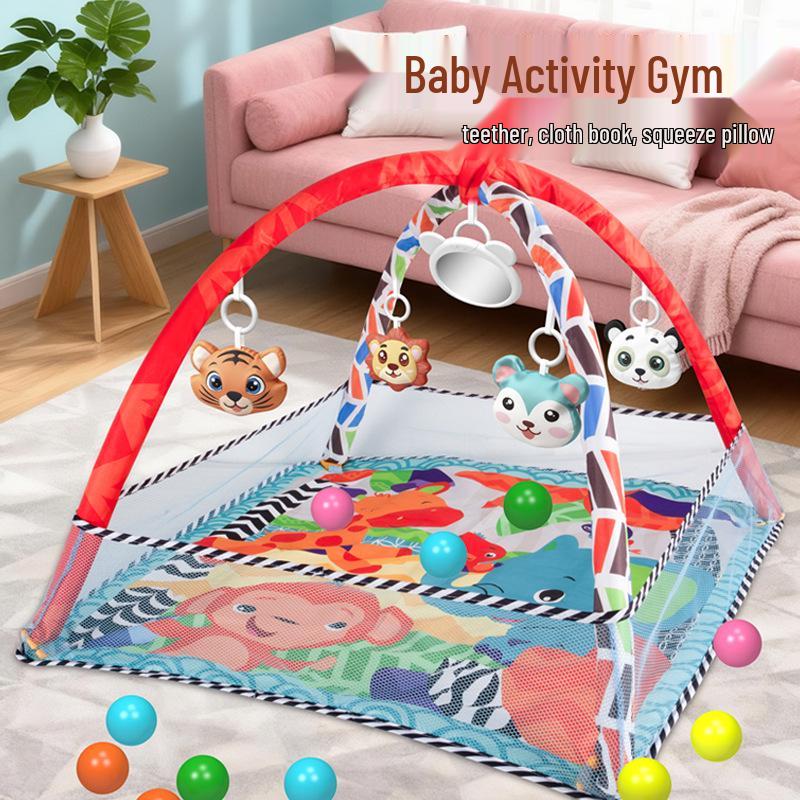 Baby Fitness Playpen Set: Early Education Toys with Ocean Balls & Crawling Mat for 0-3 Years.