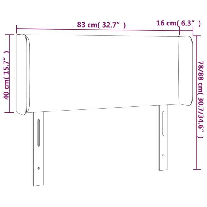 VidaXL Tête de Lit à LED Meuble de Chambre à Coucher Accessoire de Lit Simple Tête de Cadre de Lit Intérieur Gris 3123032