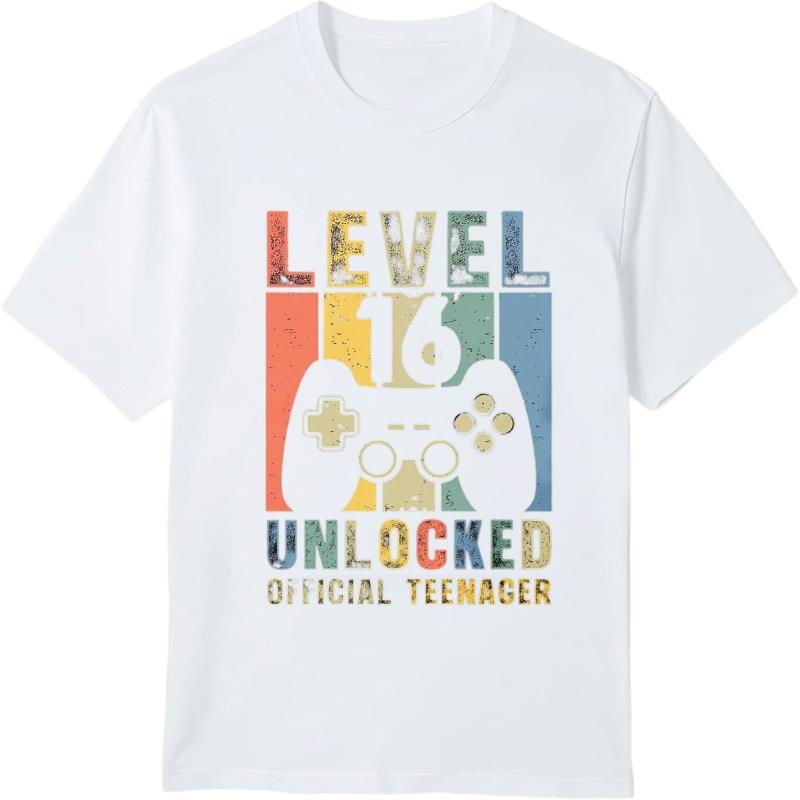 Men Brand T-shirt Oversized Summer Teenagers T-shirt Level 16 Unlocked Official Teenager Short Sleeve Soft O Neck Tee-shirt