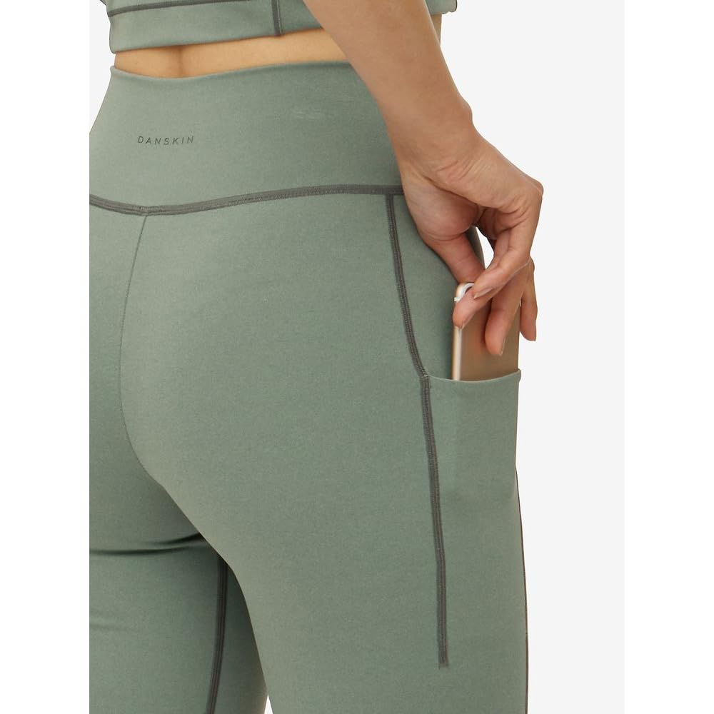 Leggings Any Motion Short Leggings Antibacterial and Deodorizing Stretch UV Protection Sweat Absorbent Quick Drying DC223350 Nordic Green M [Danskin]