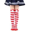 Cartoon Santa Christmas Stockings for 6-10Y Children Over the Knee Socks for Little Girls Unisex Winter Striped Socks