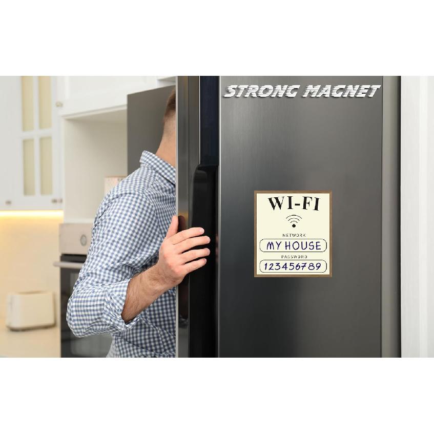 WiFi Sign,2 Pack Magnetic WiFi Password Sign,Airbnb Essentials for Hosts,Guests,Home,Business,Airbnb (4.5 * 5inch,Elegant Design)