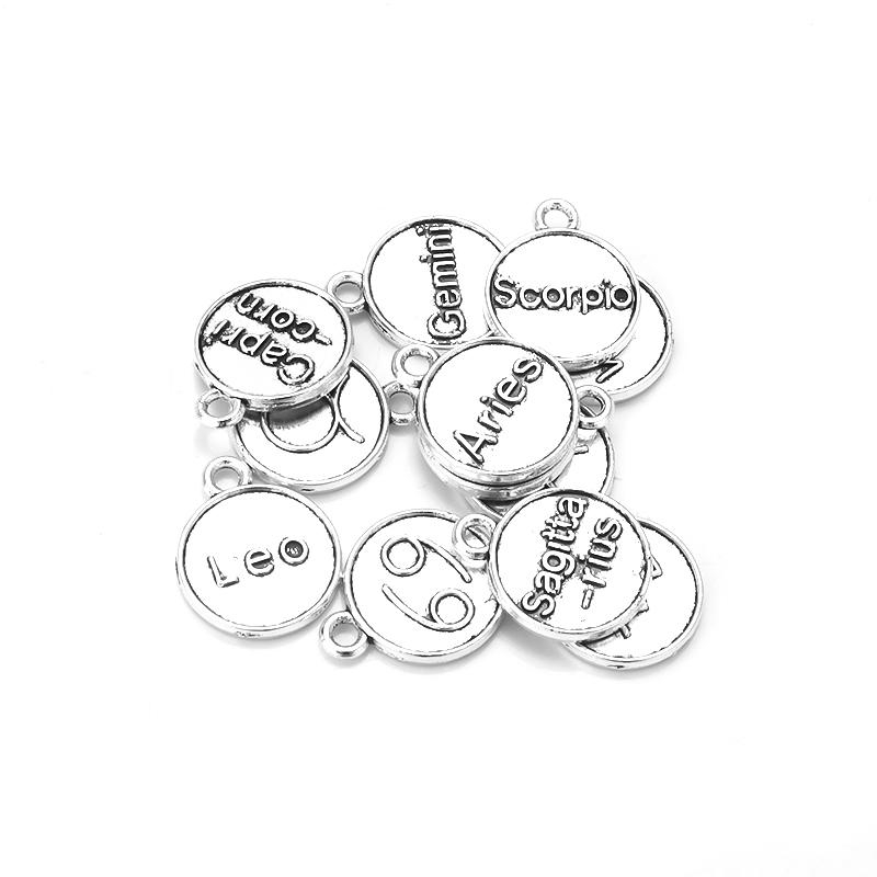 12Pcs/lot Alloy Drip Oil Charm Color Twelve Constellations Enamel Pendant for Jewelry Making DIY Bracelet Necklace Accessories