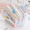 New New Color Block Pencil Case Transparent Large Capacity Creative Multifunctional Stationery Bag Japanese Style High Aesthetic