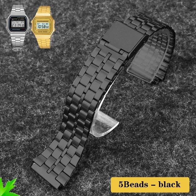 Retro Small Square Metal Watchband For CASIO A159w-n1 A158WA/168 LA670 AE-1200/W-218H/F84 Strap Stainless Steel Bracelet 18mm