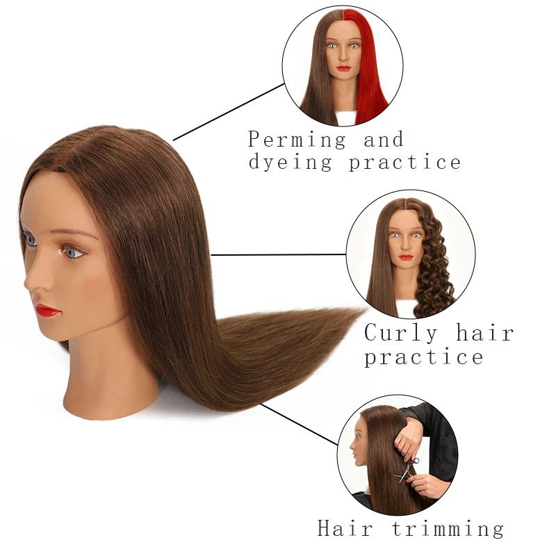 100% Real Hair Mannequin Head With Human Hair Hairdresser Cosmetology Mannequin Manikin Training Practice Styling Doll Head