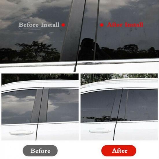 For Ford Taurus 2010-2019 Glossy Black Pillar Posts Covers Window Door Trim 6PCS