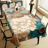 2D Flat Banner 1pc 2D Flat Floral Print Tablecloth | Soft and Stylish, Blue, White, and Brown, Perfect for Dining Tables, Coffee Tables, Desks, and Pi