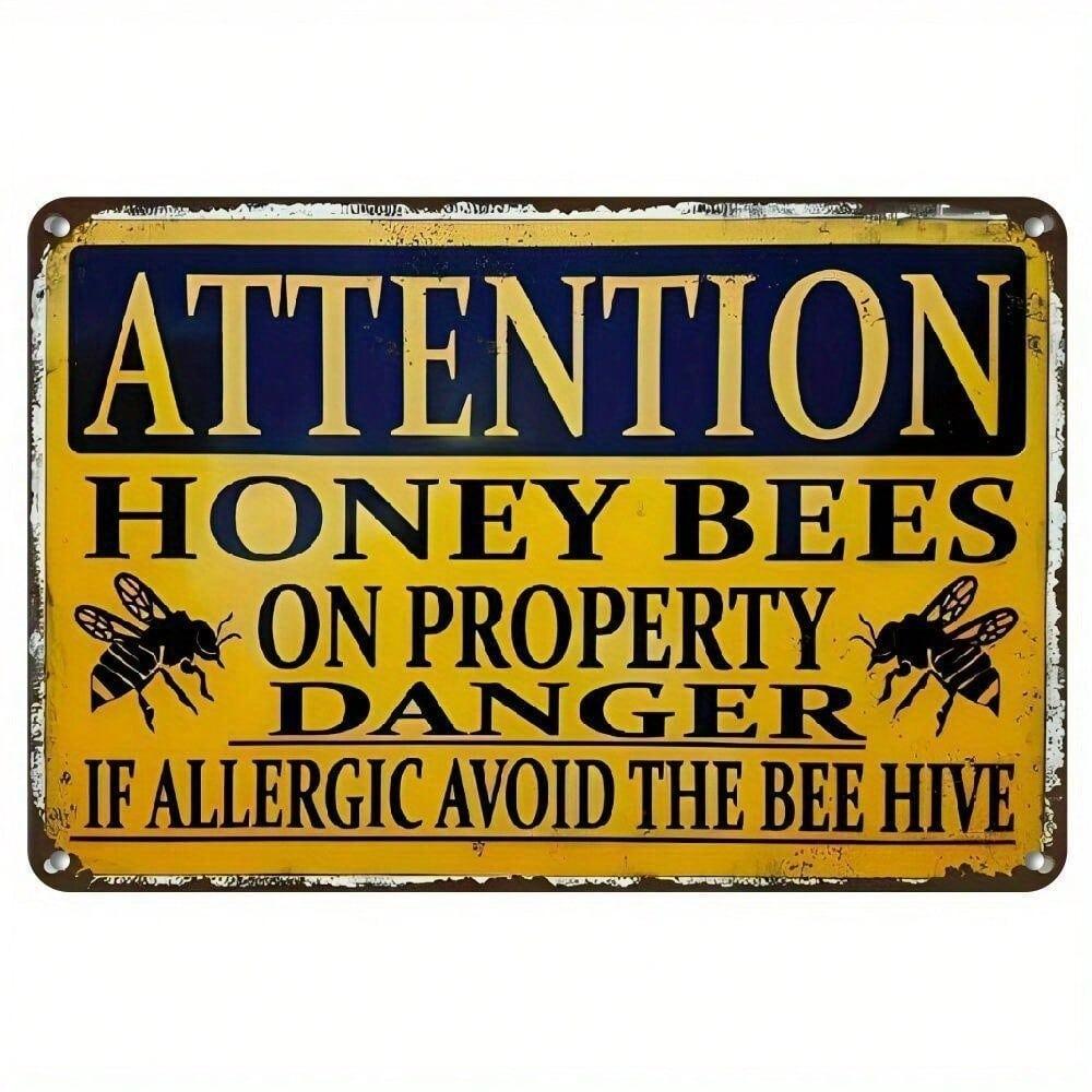 Vintage Bee Tin Sign Farmhouse Wall Decor Weatherproof Home Bar