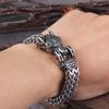 Stainless Steel Viking Wolf Bracelet for Men Punk Biker Jewelry with Open Wolf Mouth Design Never Fade Rock Chain