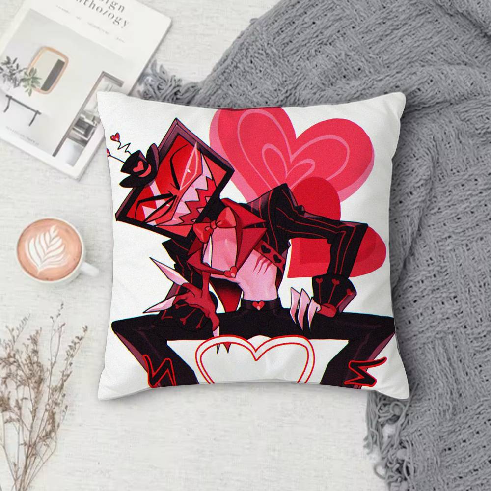 Hazbin Hotel HH Dark Comedy Adult Animation Doublesided Printed Square Decorative Cushion Cover for Sofa Living Room Home Decor
