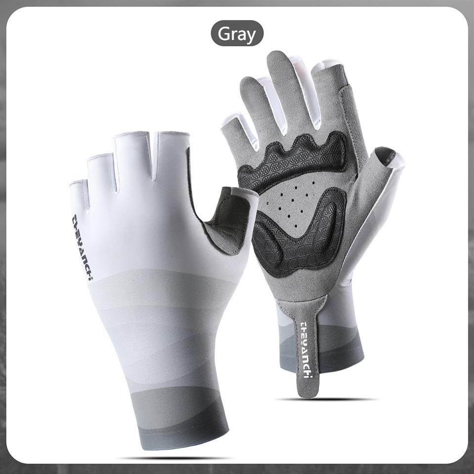 

Gobygo Summer Half-Finger Gloves Outdoor Sport Sun-Protective Fishing Gloves Anti-Slip Breathable Shock-Absorbing Cycling Gloves M