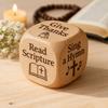 Christian Prayer Dice Handmade Wooden 6-Sided Decision Dice with Faith Engravings Religious Inspirational Dice for Family Group