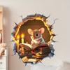 Cozy Cartoon Mouse Reading Book by Candlelight At Mouse Hole Toilet Wall Sticker Self-Adhesive Bathroom Home Decor Art Wholesale