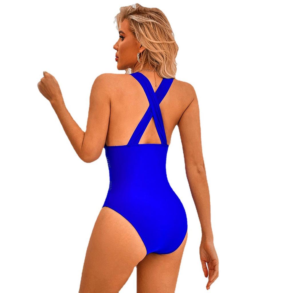 Sexy Mesh Patchwork Swimwear Women One Piece Swimsuit Female Deep V-neck Bathing Suit Beach Wear Push Up Monokini Swim
