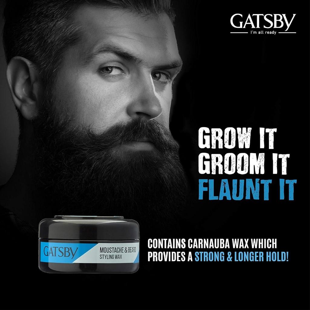 Gatsby Beard And Moustache Styling Wax Strong Hold 25g X 2 | Long-Lasting Hold Non-Sticky Easy Wash | Carnauba Wax For All Beard Types