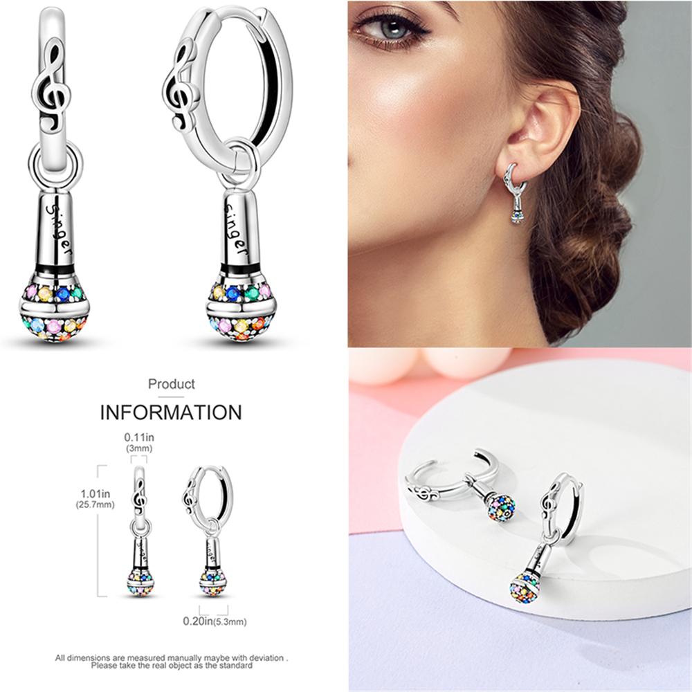 Fashion 925 Silver Luminous Shell Earrings For Women Pave CZ Heart Shape Star Moon Hoop Earrings Engagement Wedding Jewelry