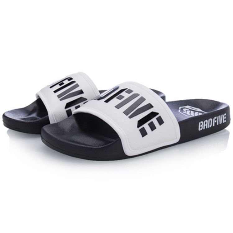 Li Ning Anti-Five BD5 Slide Silent One-Strap Sandals Women Sandals White Black ABTQ002-1