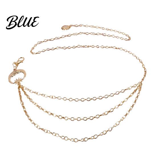 Sun Pendant Body Chain Boho Moon Chain Multi-layer Waist Belt