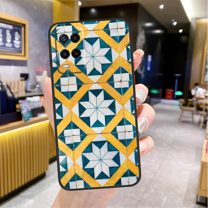 Moroccan Tile Case For Oppo A98 A18 A38 A58 A78 A60 A80 A40 A96 A76 A16 A94 A74 A54 A15 A17 A57 A77 A5 Pro
